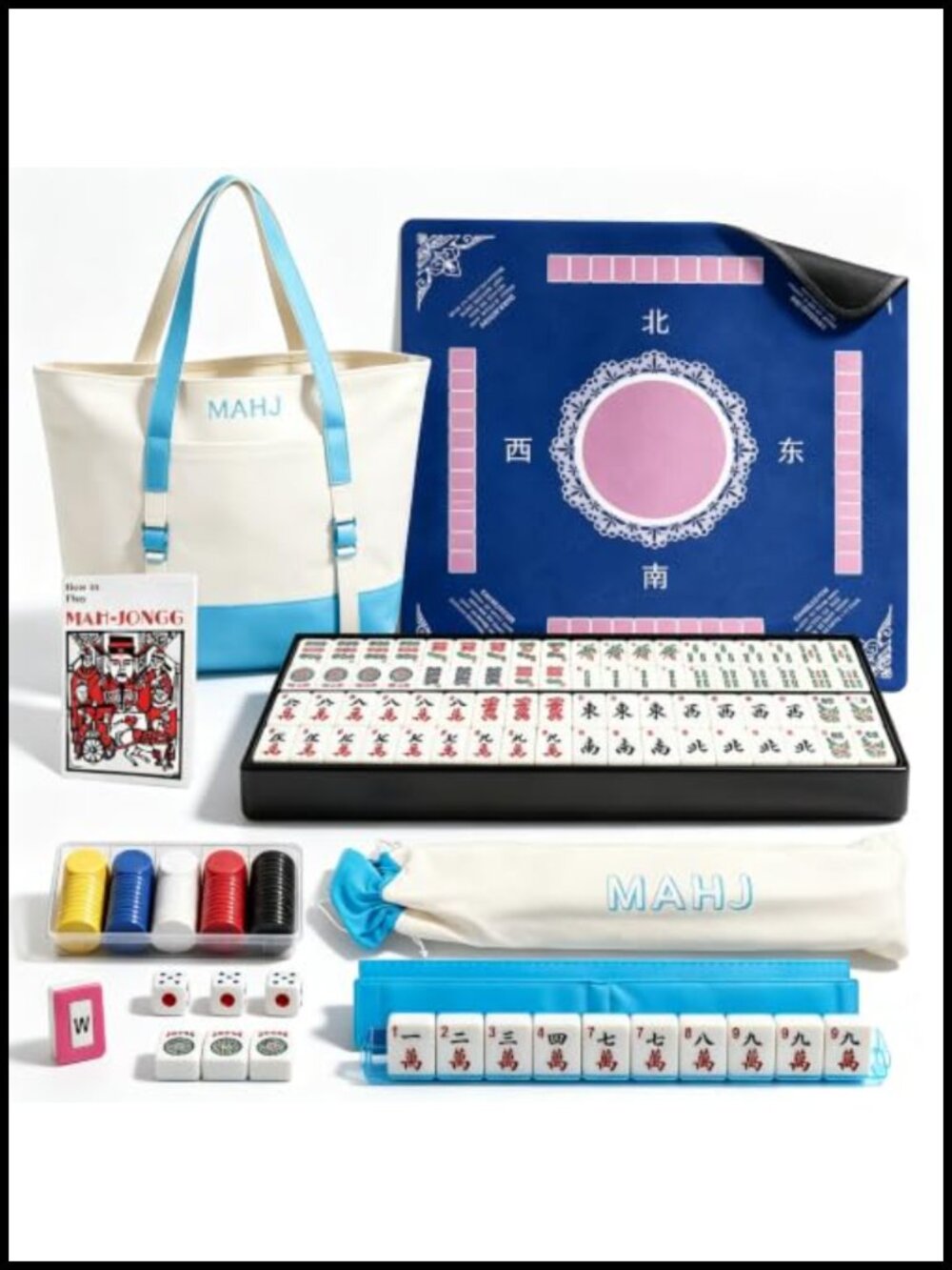 American Mahjong Set 166 Deep Engraved Melamine Tiles with Mat